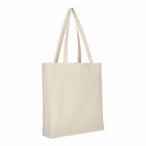 Werbeartikel TEXXILLA Baumwolltasche CLASSIC mit zwei langen Henkeln, Boden- und Seitenfalte, ca. 140g/m² – beige – mit Logo bedruckt