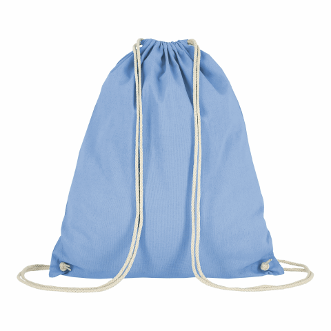 Werbeartikel TEXXILLA Turnbeutel, ca. 140 g/m² – mittelblau – mit Logo bedruckt