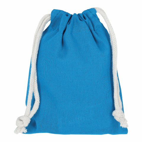 Werbeartikel TEXXILLA Zuziehbeutel aus Baumwolle, 10 x 14 cm, ca. 140 g/m² – hellblau – mit Logo bedruckt