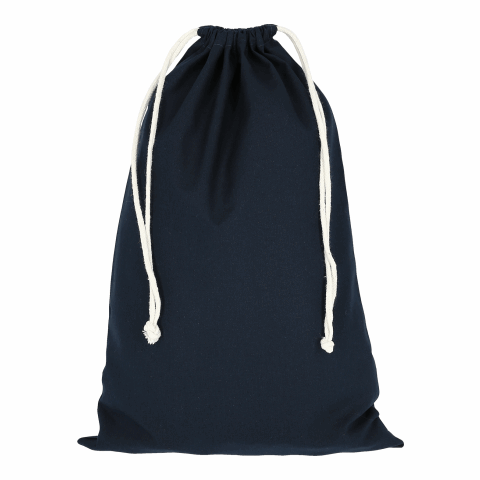 Werbeartikel TEXXILLA Zuziehbeutel aus Baumwolle, 50 x 75 cm, ca. 140 g/m² – marineblau – mit Logo bedruckt