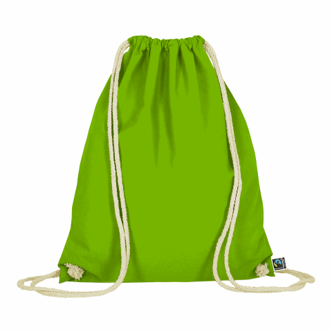 TEXXILLA Turnbeutel aus Fairtrade-zertifizierter Baumwolle, ca. 140 g/m² hellgrün | ohne Werbeanbringung | ohne Werbeanbringung