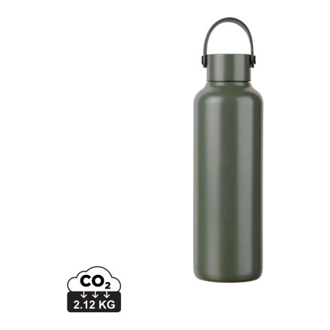 Werbeartikel VINGA Baltimore Edelstahl Vakuum Trinkflasche 600 ml RCS recycelt doppelwandig PU-Griff auslaufsicher nur Handwäsche – grau – mit Logo