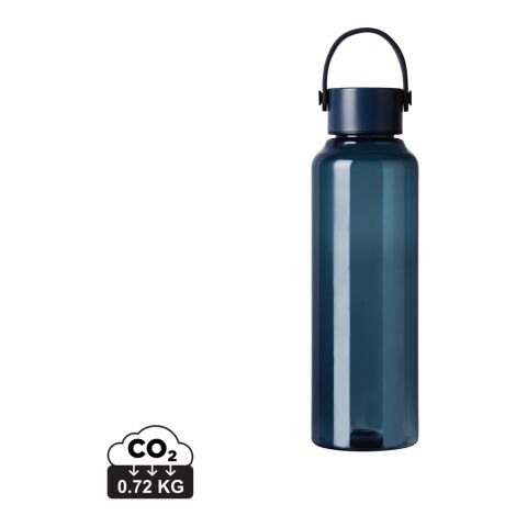 Werbeartikel RPET Trinkflasche 550 ml VINGA Baltimore RCS recycelt Edelstahl-Deckel PU-Griff BPA-frei nur Kaltgetränke – blau – mit Logo bedruckt