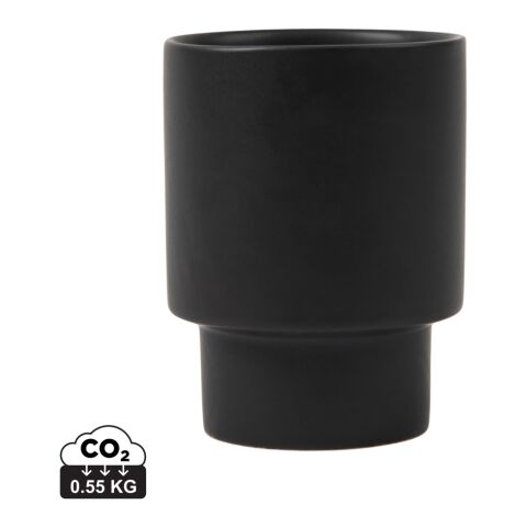 Werbeartikel VINGA Nagano 250 ml Kaffeetasse skandinavisches Design aus recyceltem Ton stapelbar & handlich – schwarz – mit Logo bedruckt