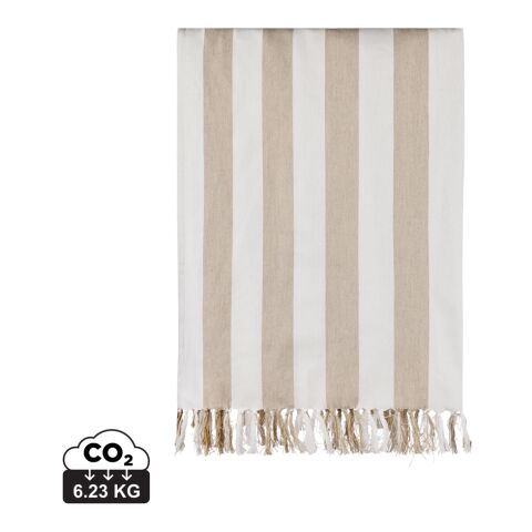 Werbeartikel VINGA Ornos GRS Hammam-Familien-Tuch – beige-weiss – mit Logo bedruckt