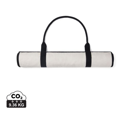 Werbeartikel VINGA Volonne AWARE™ Strandmatte aus recyceltem Canvas – off white-schwarz – mit Logo bedruckt