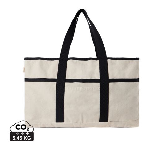 VINGA Volonne AWARE™ Strandtasche aus recyceltem Canvas off white-schwarz | ohne Werbeanbringung | Nicht verfügbar | Nicht verfügbar | Nicht verfügbar