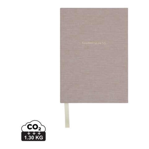 Nachhaltiger Werbeartikel VINGA Thankfulness GRS-recyceltes Papierjournal – beige – mit Logo bedruckt
