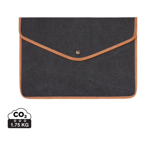 Werbeartikel VINGA Bosler 14" Laptop-Tasche aus GRS recyceltem Canvas – schwarz – mit Logo bedruckt