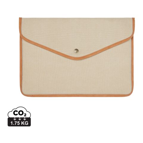 Werbeartikel VINGA Bosler 14" Laptop-Tasche aus GRS recyceltem Canvas – braun – mit Logo bedruckt