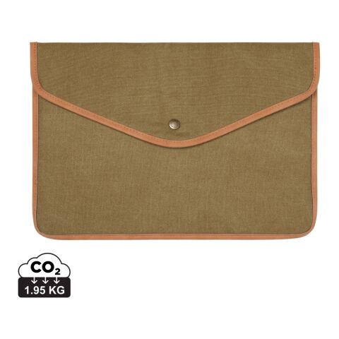 Werbeartikel VINGA Bosler 16" Laptop-Tasche aus GRS recyceltem Canvas – grün – mit Logo bedruckt