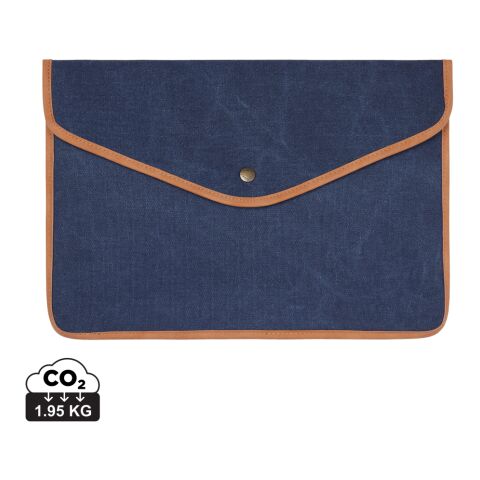 Werbeartikel VINGA Bosler 16" Laptop-Tasche aus GRS recyceltem Canvas – navy blau – mit Logo bedruckt