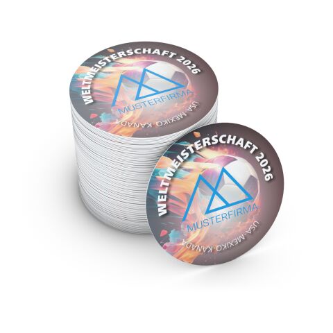 WM-Bierdeckel Motiv Fußball-WM 2026 Ø 100 mm | ohne Werbeanbringung | ohne Werbeanbringung | rund (Ø 100 mm) | Feuerball