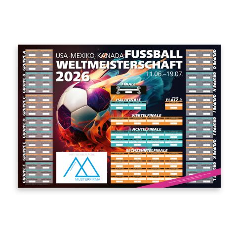 WM-Planer Spielplan-Wandplaner Fußball-WM 2026 DIN A1 (841 × 594 mm) | ohne Werbeanbringung | nein (plano) | Feuerball