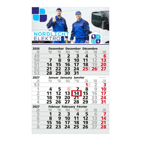 3-Monatskalender Einblatt Solid 3 EXPRESS Schrift klassisch