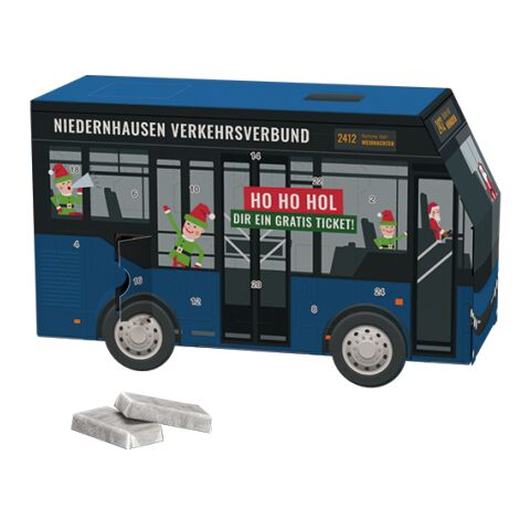 Adventskalender Bus 4c Euroskala | 24 Alpenmilch-Schokotäfelchen