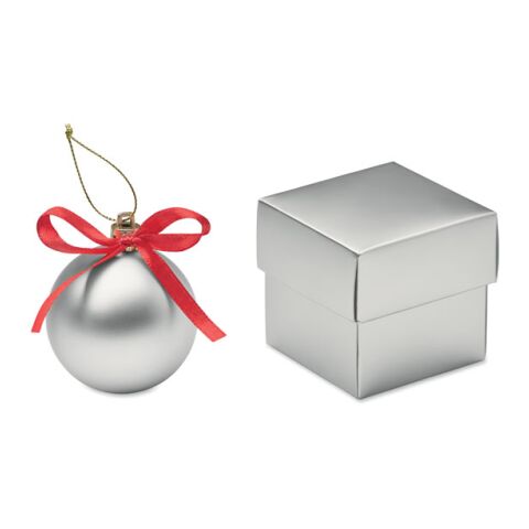Werbeartikel Weihnachtsbaumkugel – silber – mit Logo bedruckt