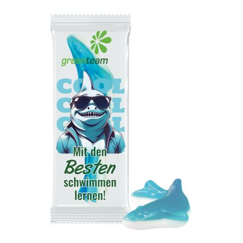 Werbeartikel Fruchtgummi 1er Hai – transparent – mit Logo bedruckt