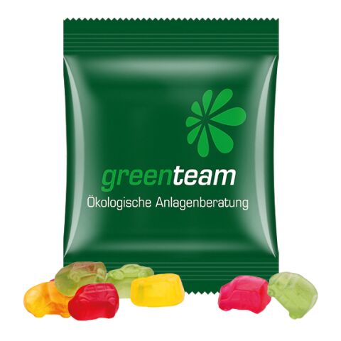 Minitüte 15g, Fruchtgummi Standardformen weiß | ohne Werbeanbringung | Auto-Mischung | Kompostierbare Folie