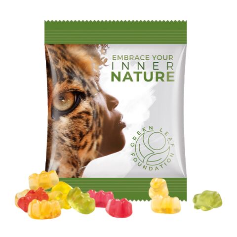 Minitüte 15g, Fruchtgummi Standardformen weiß | ohne Werbeanbringung | Bärchen | Folie