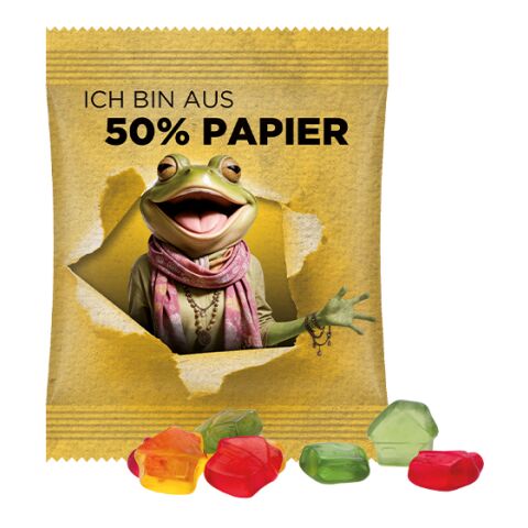 Minitüte 10g, Fruchtgummi Standardformen weiß | 4c Euroskala - Folie | Haus | Folie mit ca. 50% Papier