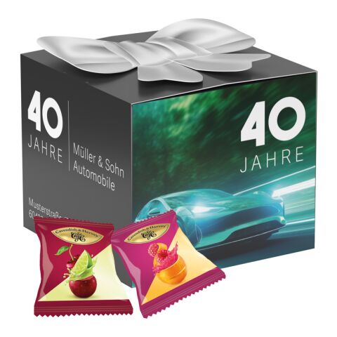 Geschenkbox Midi Schleife 4c Euroskala | 8 Fruit Bonbons