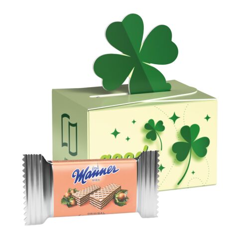 Werbeartikel Geschenkbox Mini Kleeblatt – mit Logo bedruckt