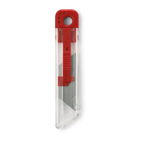 Werbeartikel Einziehbares Cuttermesser – rot – mit Logo bedruckt