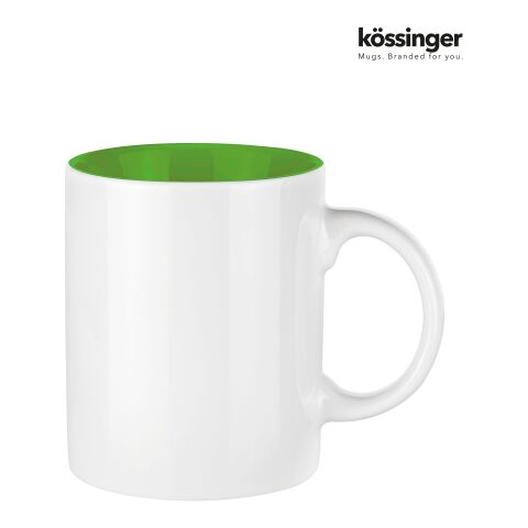 Werbeartikel Kössinger Carina 300 ml Kaffeebecher aus Steinzeug für Full-Color Digitaldruck geradlinig Glas – weiss-hellgrün – mit Logo bedruckt