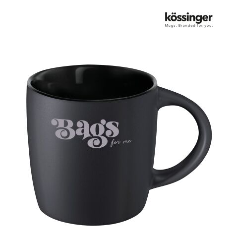 Werbeartikel Kössinger Ennia 300 ml Keramiktasse Black Inside mattschwarz mit farbiger Innenseite Werbetasse – schwarz – mit Logo bedruckt