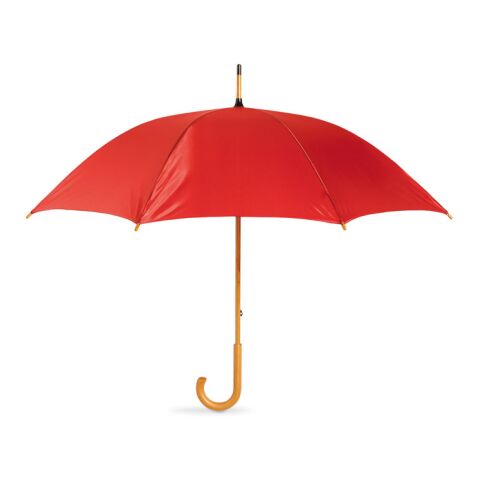 Regenschirm mit Holzgriff 190T Polyester rot | ohne Werbeanbringung | Nicht verfügbar | Nicht verfügbar | Nicht verfügbar