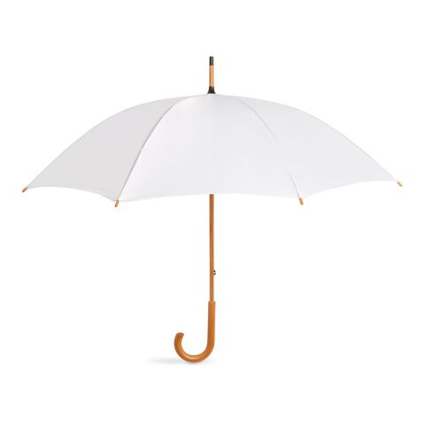Regenschirm mit Holzgriff 190T Polyester weiß | ohne Werbeanbringung | Nicht verfügbar | Nicht verfügbar | Nicht verfügbar