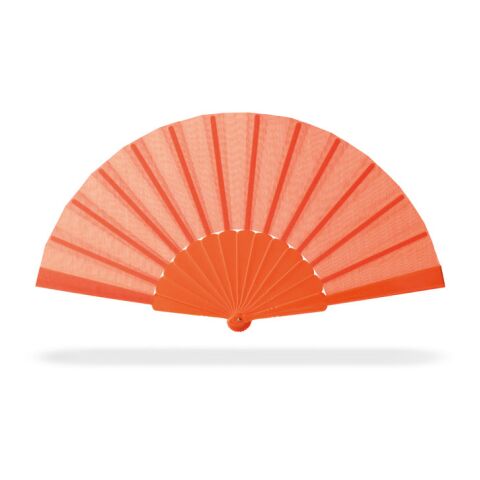 Werbeartikel Fächer bunt – orange – mit Logo bedruckt