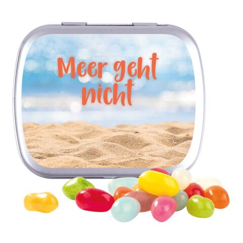 Werbeartikel Klappdose – silber – mit Logo bedruckt