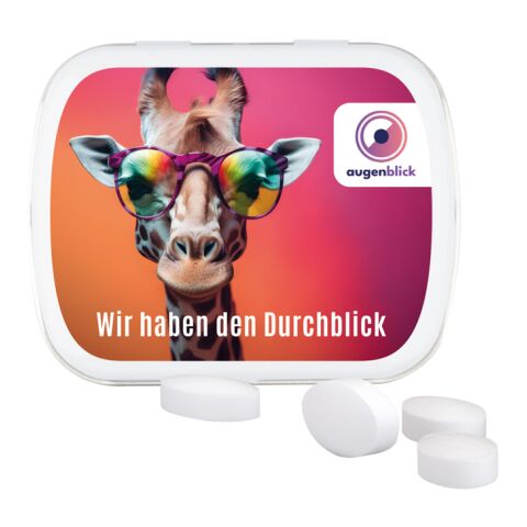 Werbeartikel Klappdose – weiss – mit Logo bedruckt