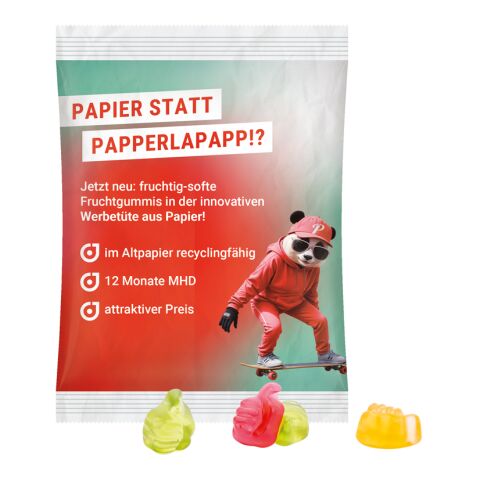 Werbeartikel Maxitüte 50 g Trolli Fruchtgummi Standardformen – weiss – mit Logo bedruckt