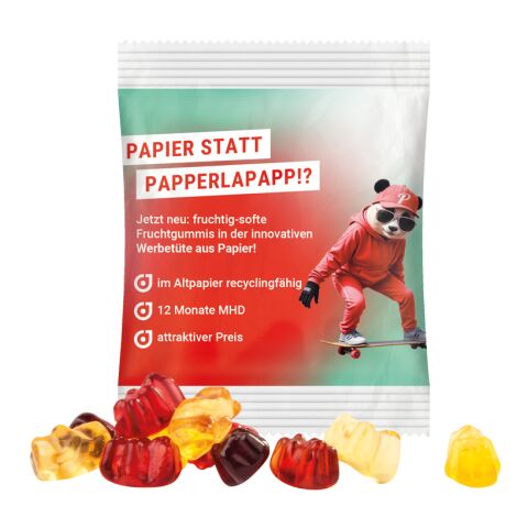 Werbeartikel Minitüte 10 g Trolli 30 % Fruchtsaft Bärchen – weiss – mit Logo bedruckt