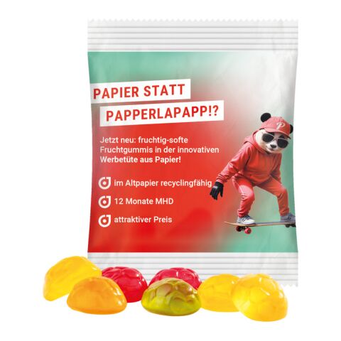 Werbeartikel Fussball-Design Minitüte 15 g Trolli Fruchtgummi Standardformen – weiss – mit Logo bedruckt