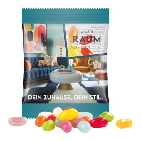 Werbeartikel Minitüte 10 g American Style Jelly Beans – transparent – mit Logo bedruckt