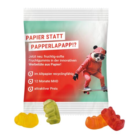Werbeartikel Minitüte 12 g Trolli vegane Fruchtgummi Bärchen – weiss – mit Logo bedruckt