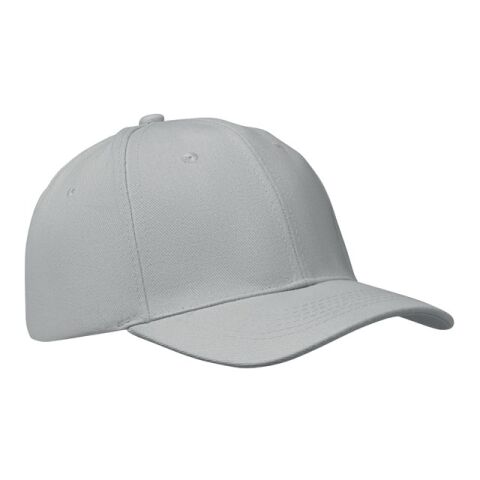 Werbeartikel 6-Panel-Baseball-Cap – grau – mit Logo bedruckt