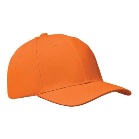 Werbeartikel 6-Panel-Baseball-Cap – orange – mit Logo bedruckt