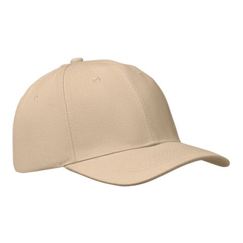 Werbeartikel 6-Panel-Baseball-Cap – beige – mit Logo bedruckt