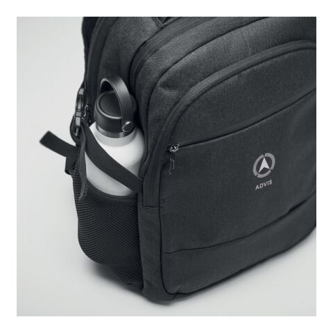 Laptop-Rucksack aus 600D RPET Polyester schwarz | ohne Werbeanbringung | Nicht verfügbar | Nicht verfügbar | Nicht verfügbar