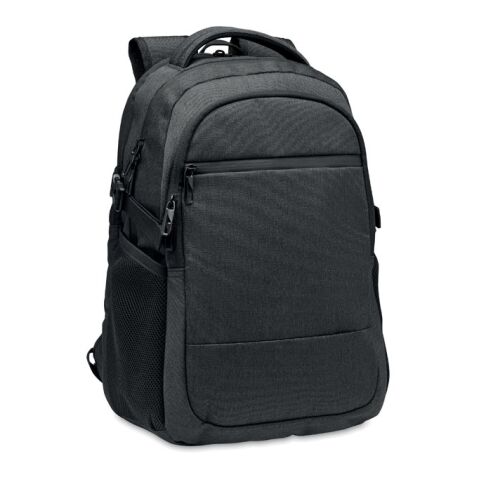 Laptop-Rucksack aus 600D RPET Polyester schwarz | ohne Werbeanbringung | Nicht verfügbar | Nicht verfügbar | Nicht verfügbar