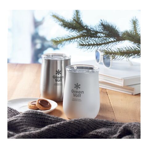 Becher recycelter Edelstahl mit Schiebedeckel weiß | ohne Werbeanbringung | Nicht verfügbar | Nicht verfügbar | Nicht verfügbar