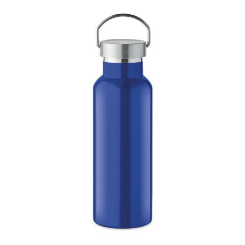 Nachhaltiger Werbeartikel Doppelwandige Flasche 500 ml im Kannenlook – blau – mit Logo bedruckt