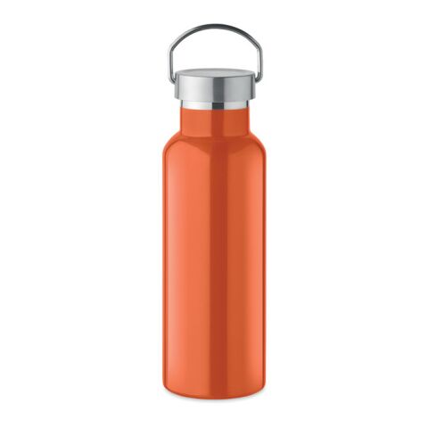 Nachhaltiger Werbeartikel Doppelwandige Flasche 500 ml im Kannenlook – orange – mit Logo bedruckt