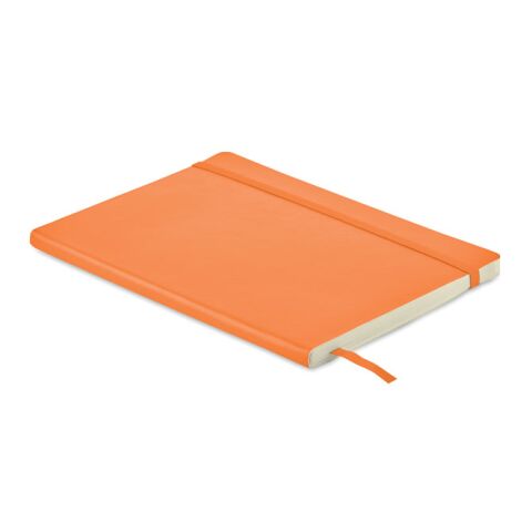 Nachhaltiger Werbeartikel DIN A5 Notizbuch recycelt – orange – mit Logo bedruckt