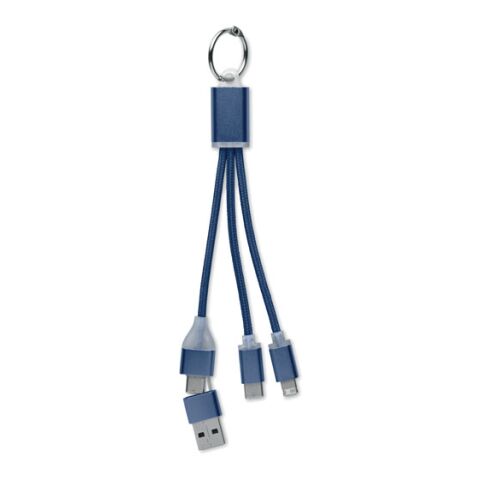 Werbeartikel 4in1 Ladekabel Typ-C – marineblau – mit Logo bedruckt